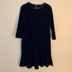 Boutique black peplum dress in ponte knit medium